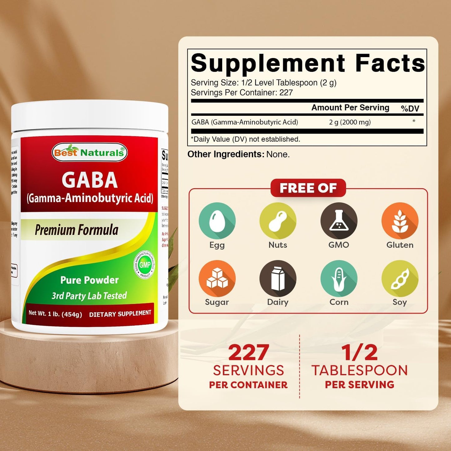 GABA (Gamma Aminobutyric Acid) Pure Powder 1 Pound