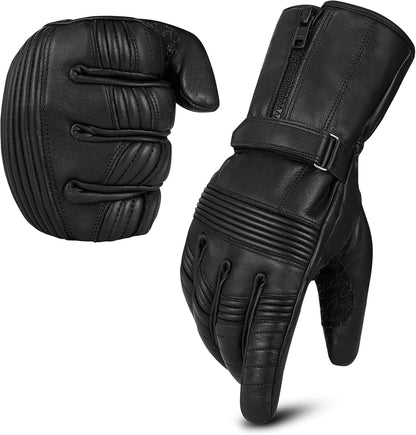 Motorcycle Gloves Waterproof Winter Warm Motorcycle Gloves Motorcycle Gloves Knuckle with Touchscreen Function (Large)