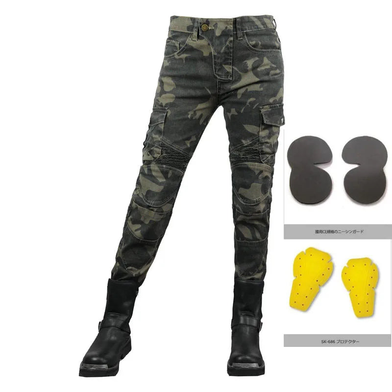 Stretch Motorcycle Jeans with Removable Pads