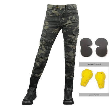 Stretch Motorcycle Jeans with Removable Pads