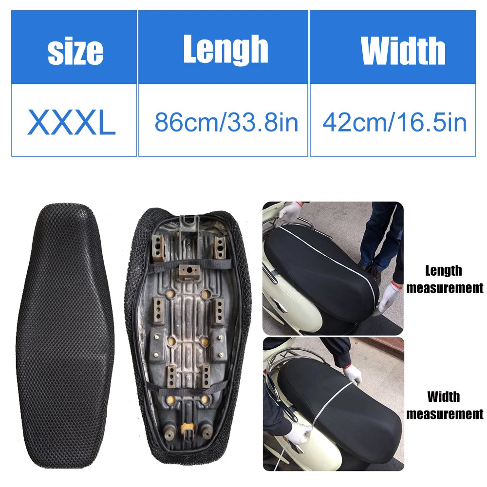 Upgrade Your Ride with the DSYCAR Anti-Slip 3D Mesh Fabric Seat Cover - Breathable, Waterproof, and Comfort-Enhancing for Motorcycles and Scooters