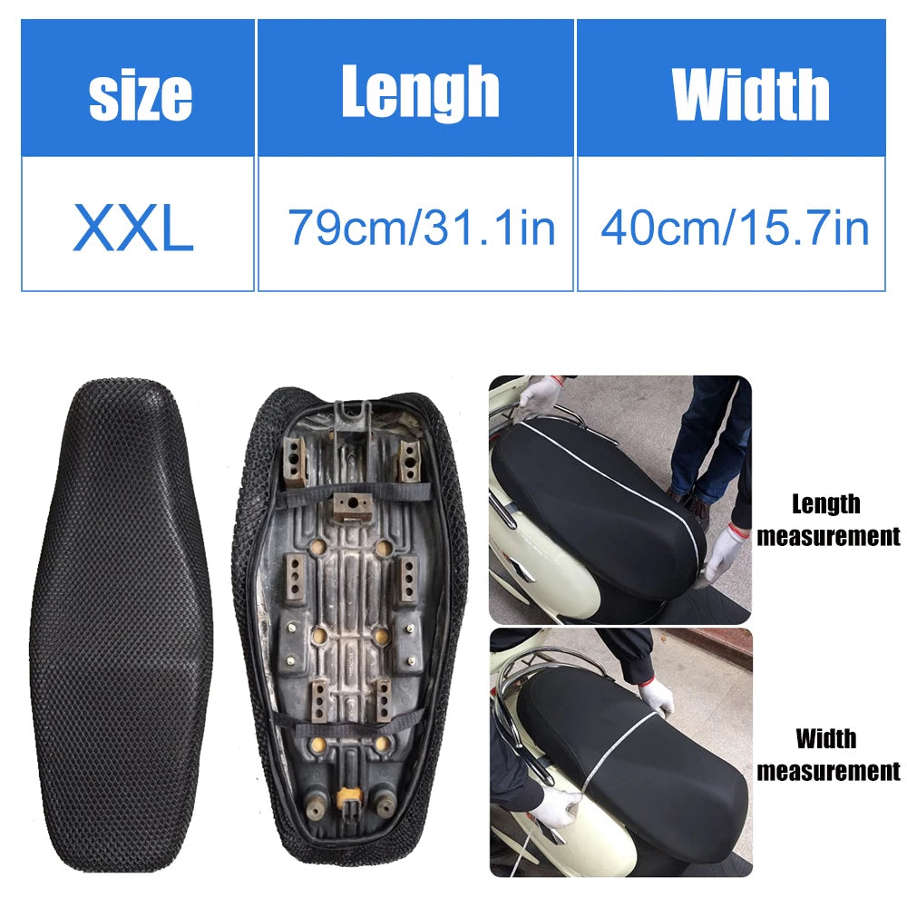 Upgrade Your Ride with the DSYCAR Anti-Slip 3D Mesh Fabric Seat Cover - Breathable, Waterproof, and Comfort-Enhancing for Motorcycles and Scooters
