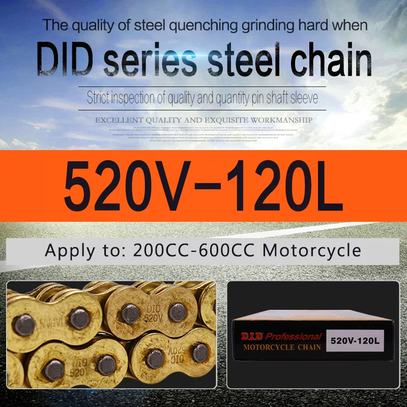 High Quality Motorcycle O-Ring Oil Seal Chain Sets for 428 DID Chain 136 Link 520 525 530 Chains 120 Links with Factory Sale