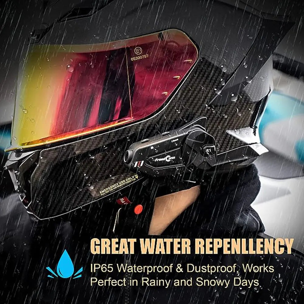 Experience the Freedom of the Open Road with the R1 Plus Motorcycle Intercom Helmet Headset - Bluetooth Connectivity, 1080P Video Recording, and Handsfree Communication!