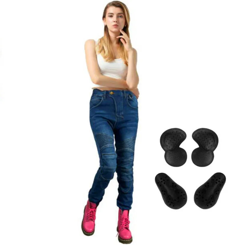 Stretch Motorcycle Jeans with Removable Pads