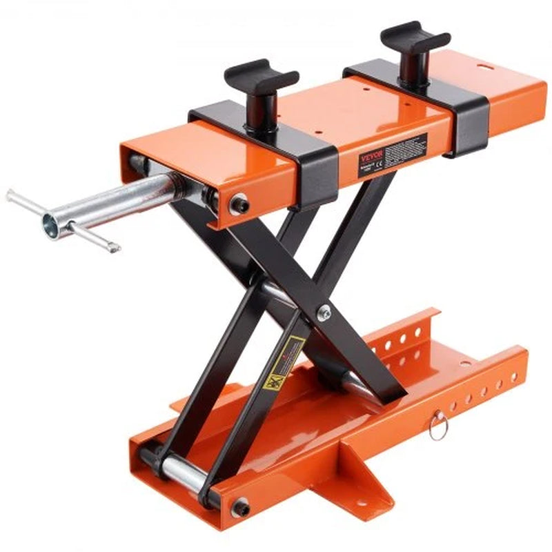 Motorcycle Lift, 500 Kg Motorcycle Center Scissor Lift Jack with Saddle & Safety Pin, Steel Motorcycle Jack Hoist Stand for Street Bikes, Cruiser Bikes, Touring Motorcycles