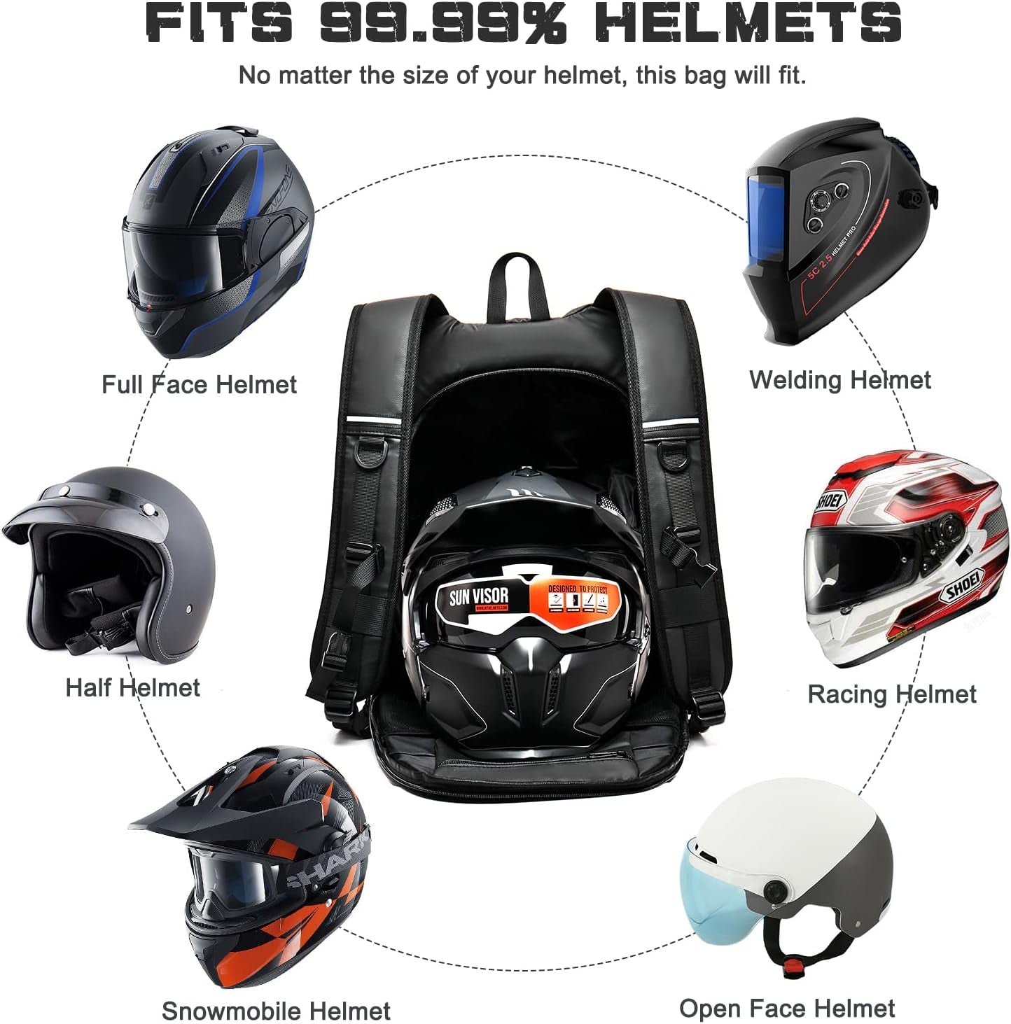 Motorcycle Backpack,Waterproof Helmet Backpack for Men and Women,Motorcycle Tail Bag,Motorcycle Accessories,Black