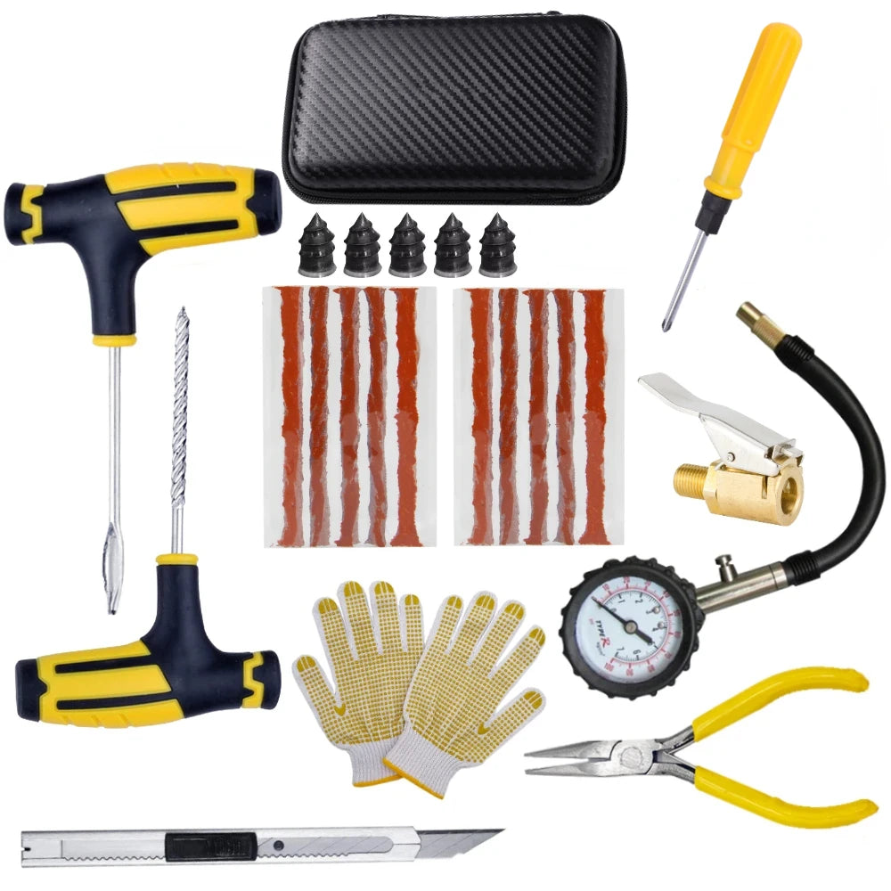 Motorcycle Tire Repair Kit Car Puncture Plug Tools Tyre Puncture Emergency for Tire Strips Stirring Glue Repair Tool Kit