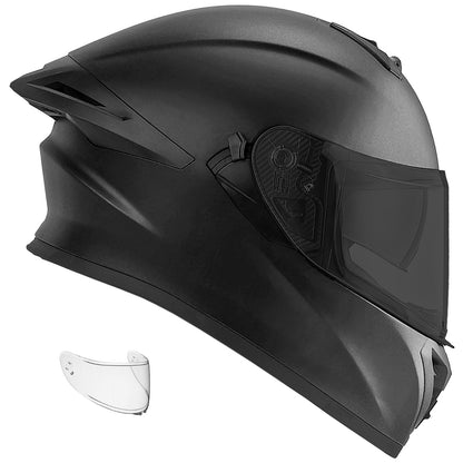 NEW Motorcycle Helmets DOT Full Face Matte Black + SHIELD OPTIONS - S M L XL XXL