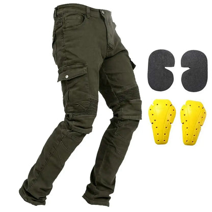 Men Motorcycle Riding Pants Motocross Racing Jeans Protective Pants with 4 X Detachable CE Certified Knee Hip Protector Pads