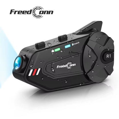 Experience the Freedom of the Open Road with the R1 Plus Motorcycle Intercom Helmet Headset - Bluetooth Connectivity, 1080P Video Recording, and Handsfree Communication!