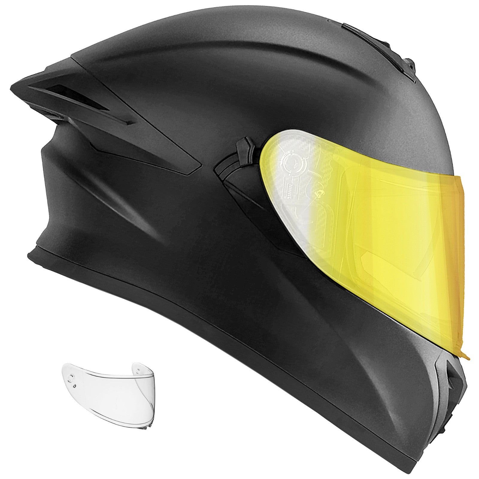 NEW Motorcycle Helmets DOT Full Face Matte Black + SHIELD OPTIONS - S M L XL XXL