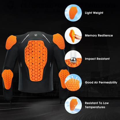 Certified Armor Pads Set Elbow Shoulder Back for Motorcycle Jackets