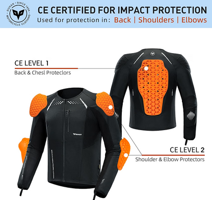 Certified Armor Pads Set Elbow Shoulder Back for Motorcycle Jackets